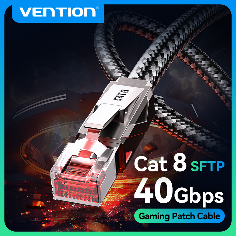 Gaming Set Accessories - Vention Cat8 كابل إيثرنت 40Gbps 2000MHz