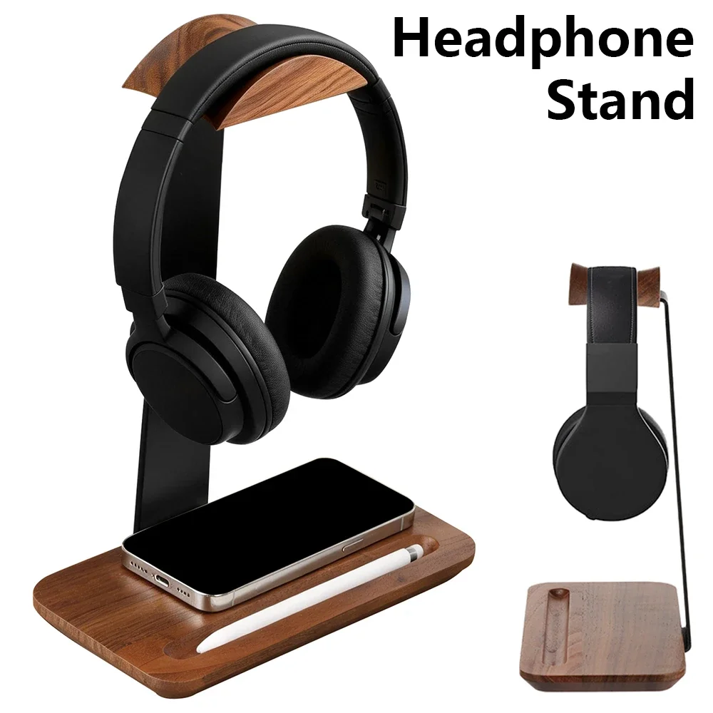 Gaming Accessories For Setup - حامل سماعات رأس خشبي عالمي مع